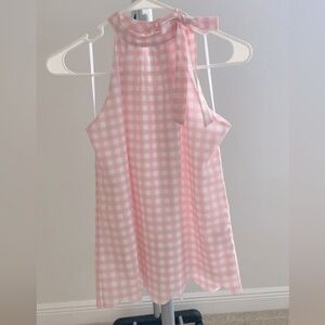 Pink Gingham Sleeveless Top